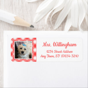 Custom Photo Red & White Country Farmhouse Plaid