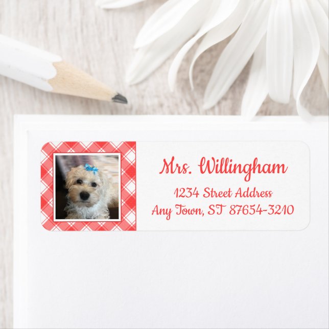 Custom Photo Red & White Country Farmhouse Plaid (Insitu)