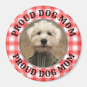 Custom Photo Red & White Country Farmhouse Plaid Magnet
