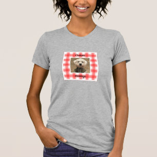 Custom Photo Red & White Country Farmhouse Plaid T-Shirt