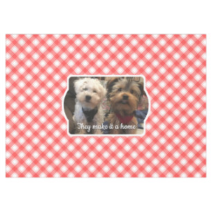 Custom Photo Red & White Country Farmhouse Plaid Tablecloth
