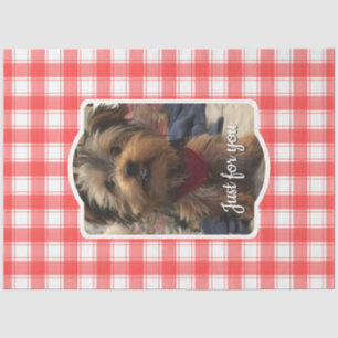 Custom Photo Red & White Country Farmhouse Plaid Tissue Paper