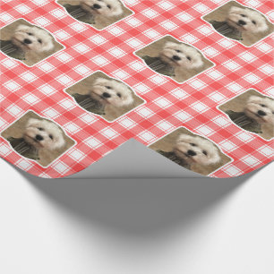 Custom Photo Red & White Country Farmhouse Plaid Wrapping Paper