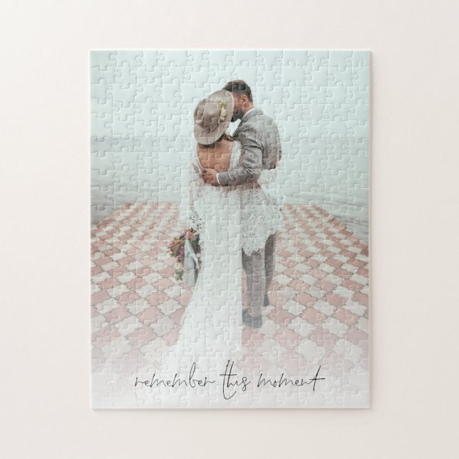 Custom Photo Remember This Moment Newlyweds Jigsaw Puzzle (Vertical)