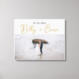 Custom Photo Remember This Moment Wedding Faux  Canvas Print