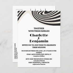 Custom Photo Retro Black & White 70s Wedding  Invitation Postcard