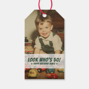 Custom Photo Retro Cool Fun Birthday Party Gift Tags