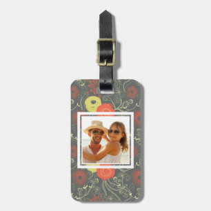 Custom Photo Retro floral pattern 4 Luggage Tag