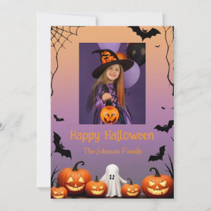 Custom Photo Retro Happy Halloween Holiday Card