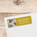 Custom Photo Return Address Labels<br><div class="desc">Custom printed return address labels personalised with your photo,  name and address or other custom text. Click Customise It to change text fonts and colours and further personalise the design. Coordinates with our Peace Love and Joy Holiday Collection.</div>