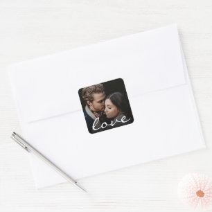 Custom Photo Romantic Love Script Make it Unique Square Sticker