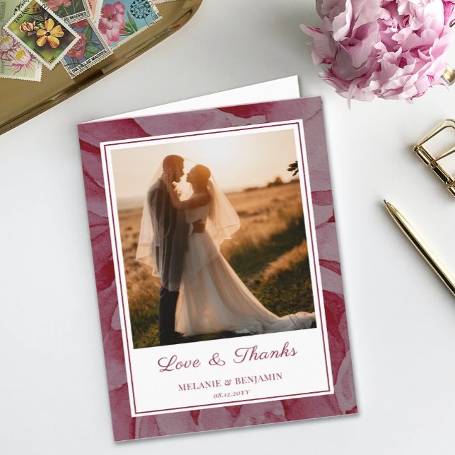 Custom Photo Rose Romantic Flower Thank You Card (Custom Photo Rose Romantic Flower Thank You Card)