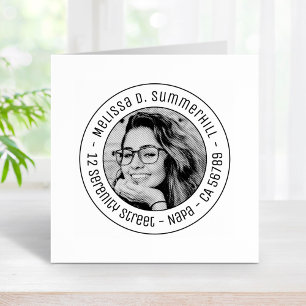Custom Photo Round Address Rubber Stamp