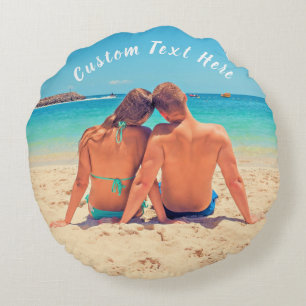 Custom Photo Round Pillow with Text Personalised