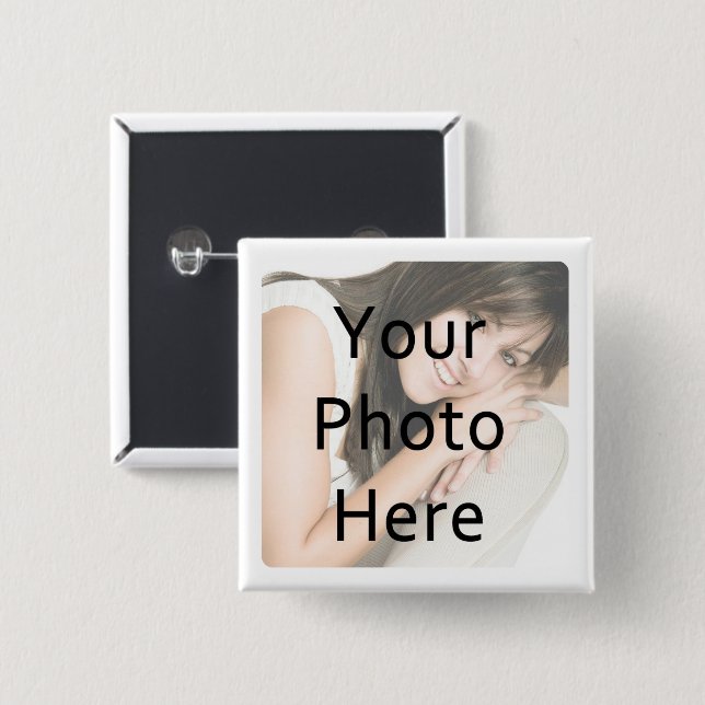 Custom Photo Rounded Corner Frame Square 15 Cm Square Badge (Front & Back)