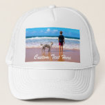 Custom Photo rucker Hat with Your Photos and Text<br><div class="desc">Custom Photo and Text Trucker Hats - Your Own Design - Personalised Family / Friends or Personal Caps Gift - Add Your Photo and Text - Resize and move or remove and add elements / text with Customisation tool ! Choose / add your favourite font / text colour / size...</div>