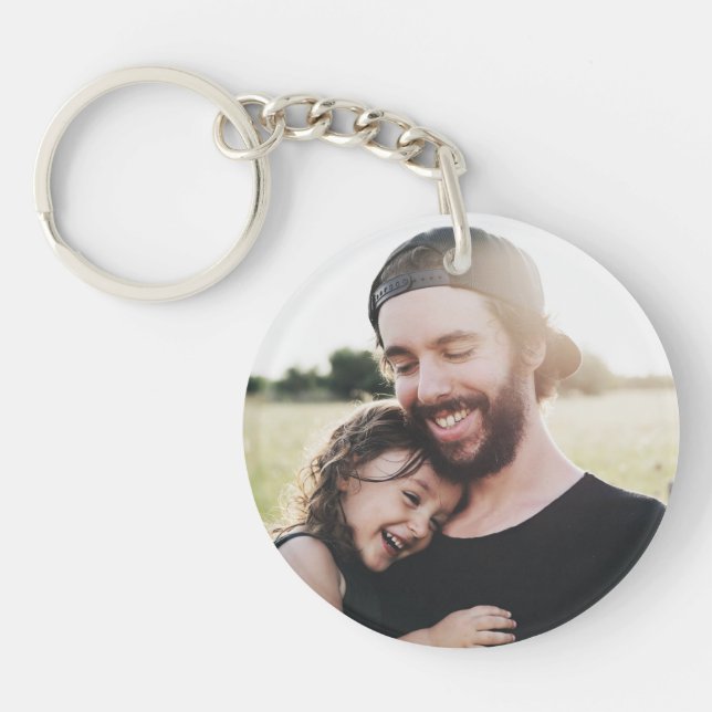 Custom Photo Rustic Best Dad Ever Key Ring (Front)