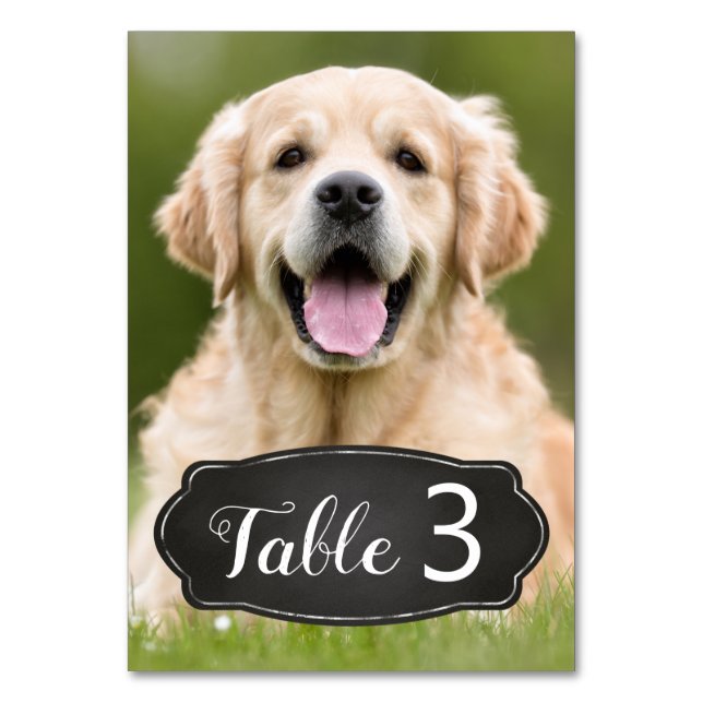 Custom Photo Rustic Chalkboard Wedding  Table Number (Front)