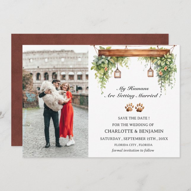 Custom Photo Rustic Dog  Save The Date (Front/Back)