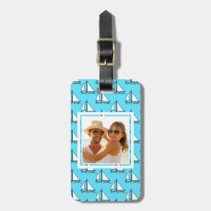 Custom Photo Sailboats On Blue Sea Pattern Luggage Tag