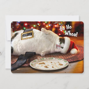 Custom Photo   Santa Cat & Christmas Cookie Holiday Card