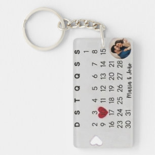 Custom Photo Save the Date Calendar Key Ring