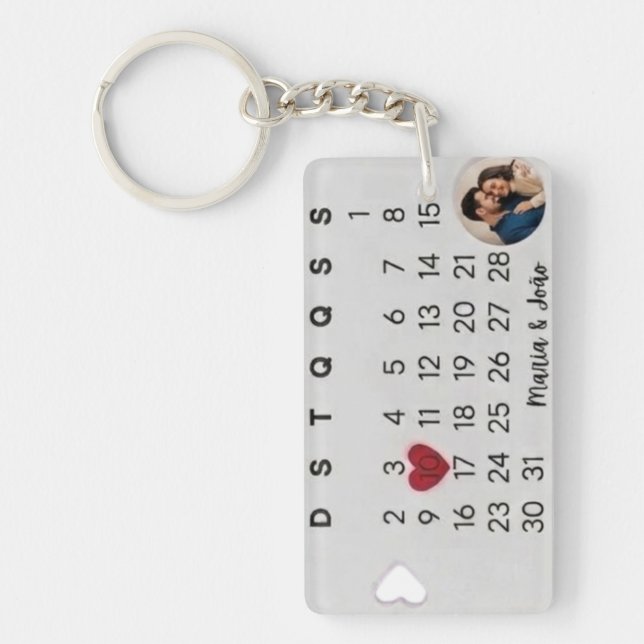 Custom Photo Save the Date Calendar Key Ring (Front)