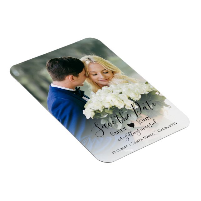 Custom Photo Save The Date Flexible Photo Magnet (Right Side)