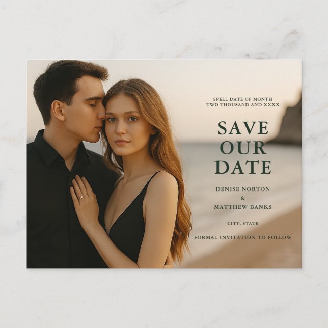 Custom Photo Save the Date Postcard (Front)