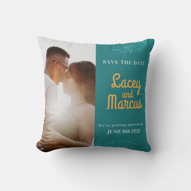 Custom Photo Save The Date Wedding Cushion (Front)