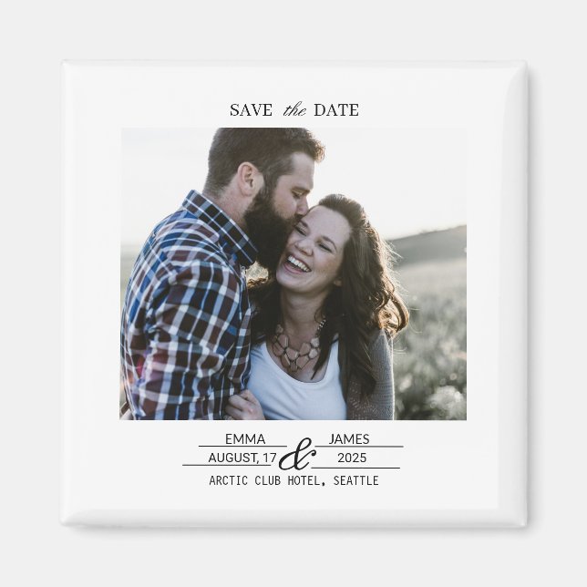 Custom Photo Save the Date Wedding magnet (Front)