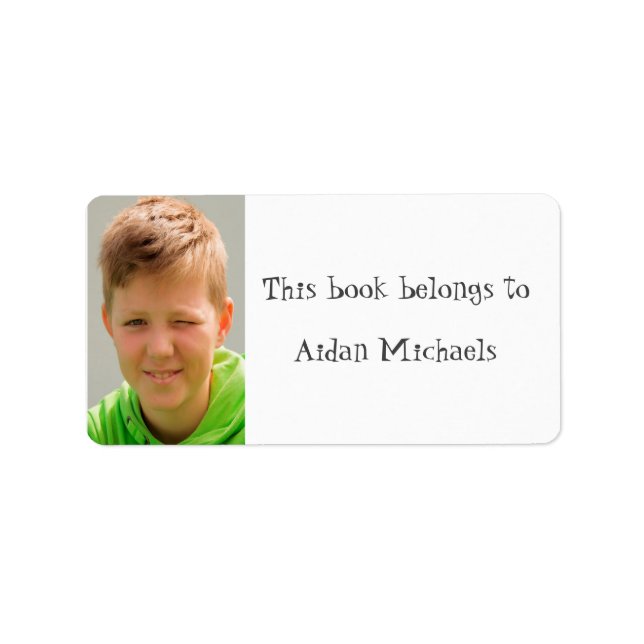 Custom photo school bookplate name label (Front)