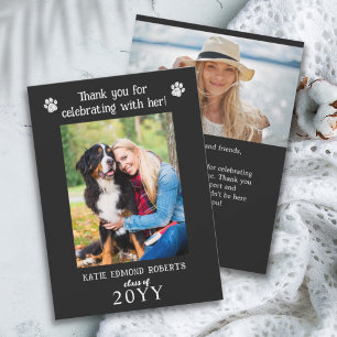 Custom Photo School Colleage Dog Graduation  Thank You Card