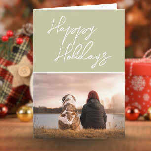 Custom Photo Script Family Friend Happy Holiday Card