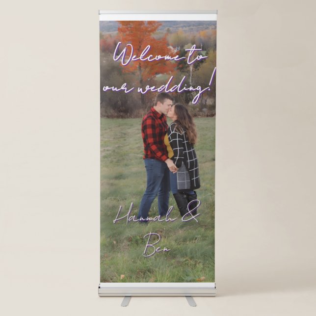 Custom Photo Script Font Wedding Banner (Front)