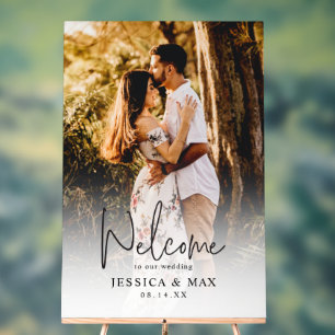Custom Photo Script Font Wedding Welcome Acrylic Sign