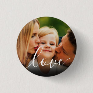 Custom Photo Script Love 3 Cm Round Badge