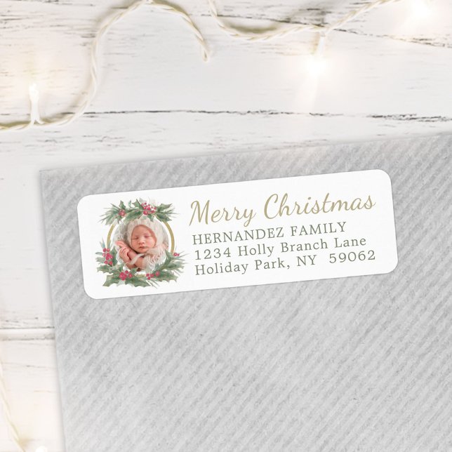 Custom Photo Script Merry Christmas Return Address (Creator Uploaded)