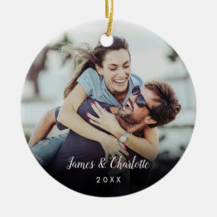 Custom Photo Script Name Date Ceramic Tree Decoration
