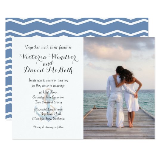 Custom Photo Sea Blue Beach Wedding Invitation