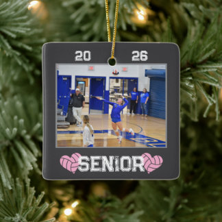 Custom Photo Senior Year Volleyball Ceramic Ornament