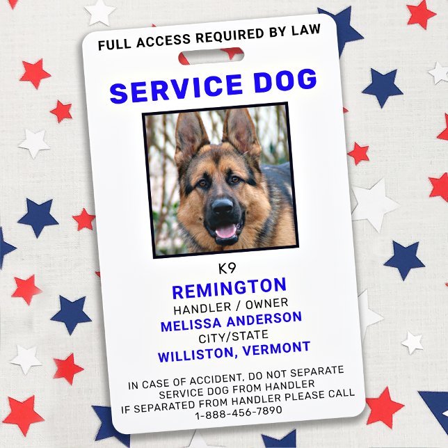 Custom Photo Service Dog ID Badge (Creator Uploaded)