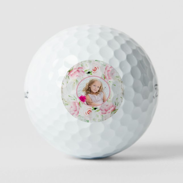 Custom Photo - Shabby Chic Rose - Golf Balls (Front)