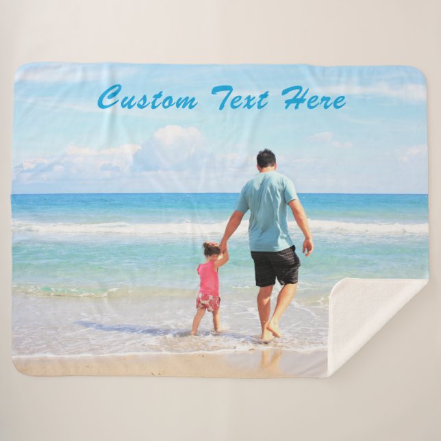 Custom Photo  Sherpa Blanket with Text (Front (Horizontal))