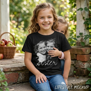 Custom  Photo Sibling Sister Script Elegant Tri-Blend Shirt