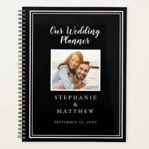 Custom Photo Simple Chic Black & White Wedding Planner