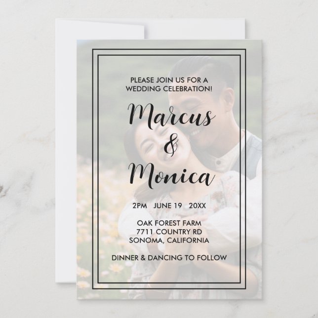 Custom Photo Simple Chic Minimal Wedding Invitation (Front)