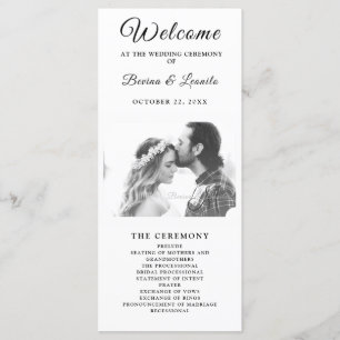 Custom Photo Simple Elegant Script  Modern Wedding Programme