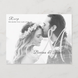 Custom Photo Simple Elegant Script Wedding  Postcard