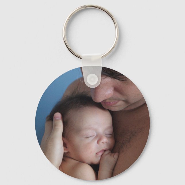 Custom photo simple minimalist dad and baby key ring (Front)